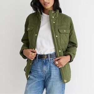 J. Crew Quilted Green Downtown Field Jacket